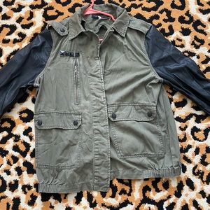 Cute army green open jacket